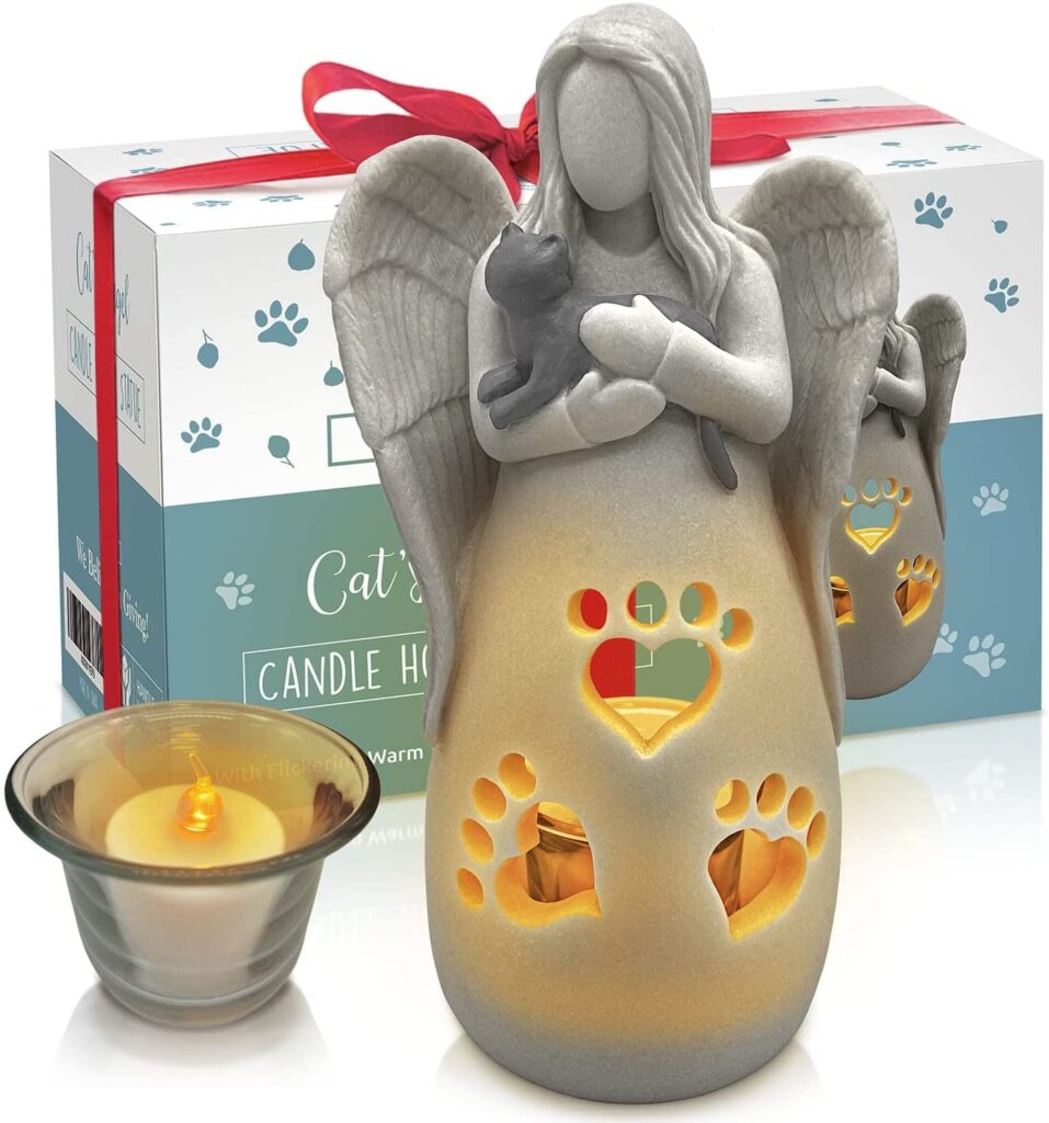 Cat Memorial Gifts Angel Candle Holder